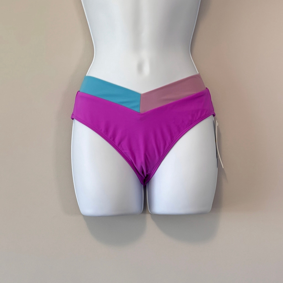 Salt + Cove Size Large Purple Color Blocked Bikini Bottoms / Swimwear NWT - Picture 3 of 8